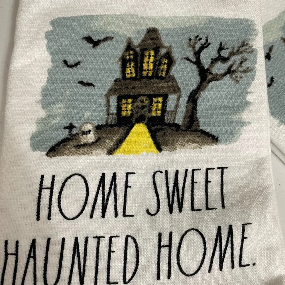 NEW 👻Rae Dunn HOME SWEET HAUNTED HOME👻 Set of 2 Kitchen Towels
